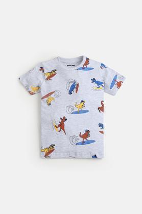 surfin' dinosaur t-shirt for boys - ecru melange