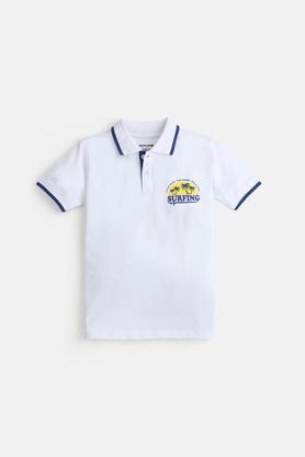 surfing cotton polo t-shirt - white