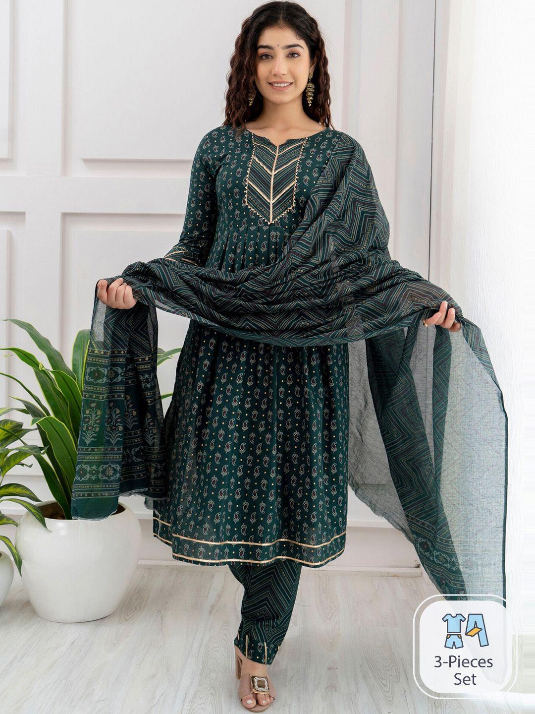 surhi ethnic motifs embroidered gotta patti straight kurta with trousers & with