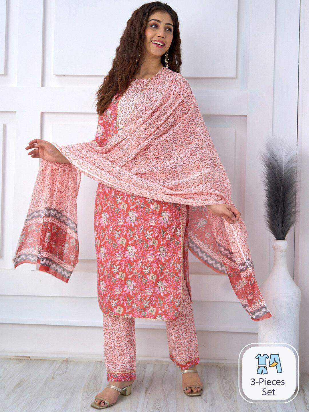 surhi ethnic motifs printed regular gotta patti pure cotton kurta with pyjamas & with
