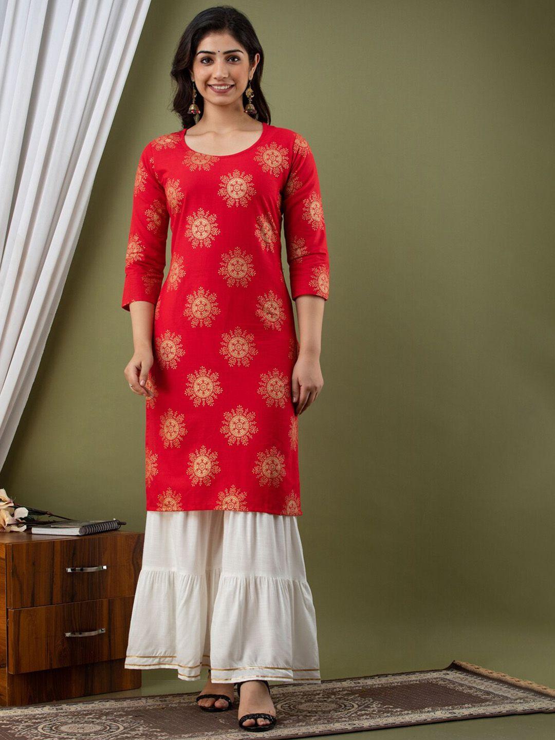 surhi ethnic motifs printed round neck straight kurta