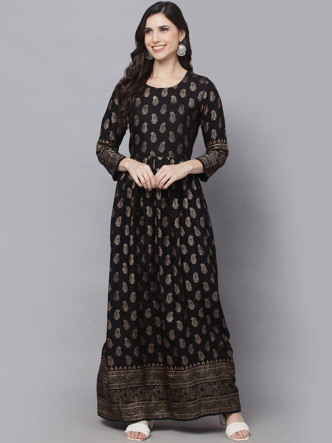 surhi women black ethnic motifs printed anarkali kurta