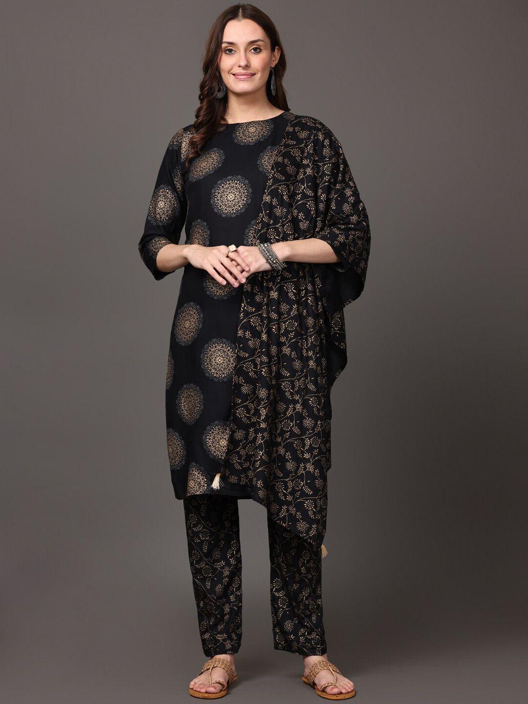 surhi women printed kurta with trousers & with dupatta
