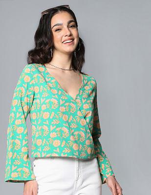 surplice neck floral top