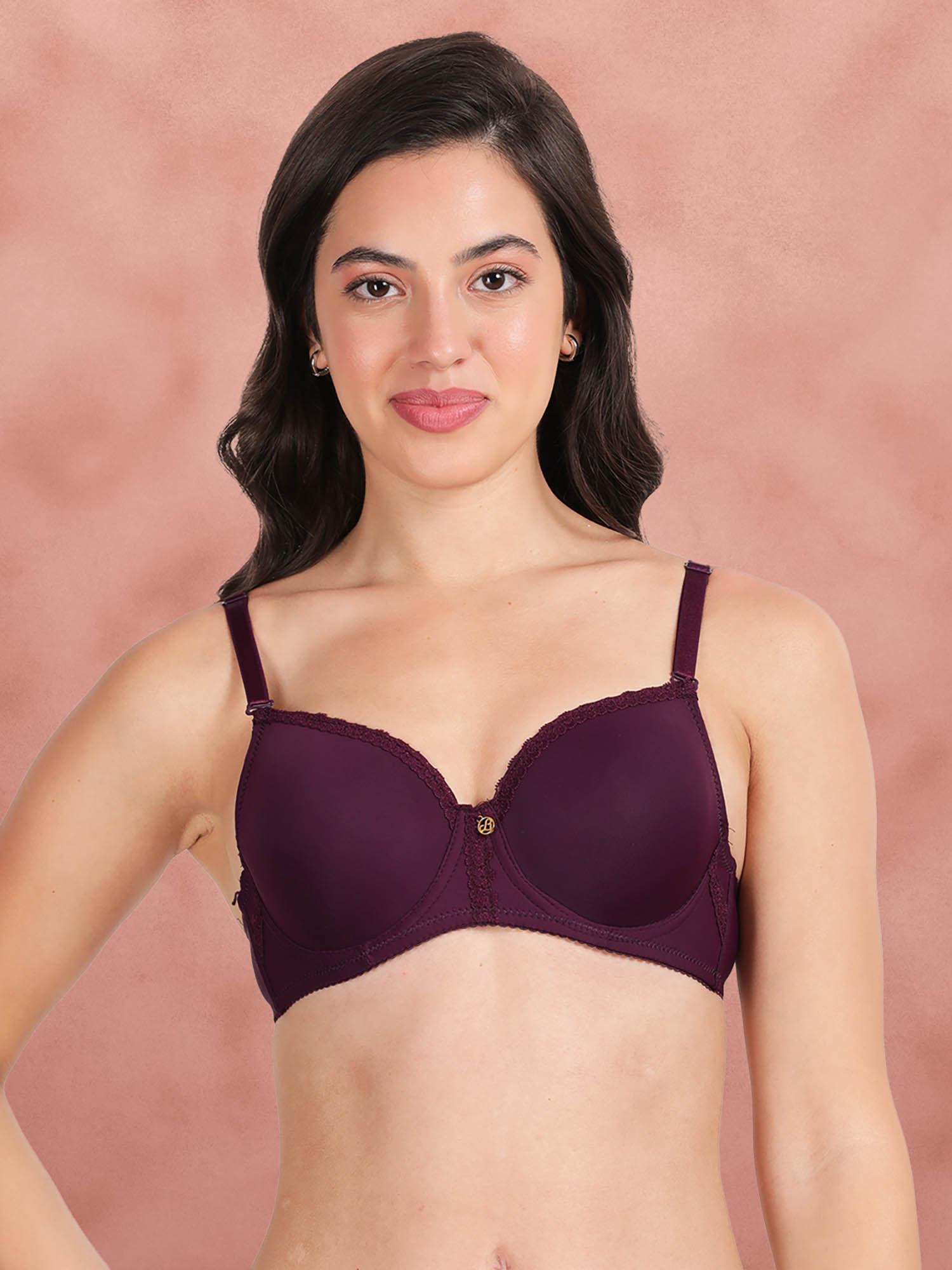 susie by shyaway deep purple top lace wired t-shirt bra