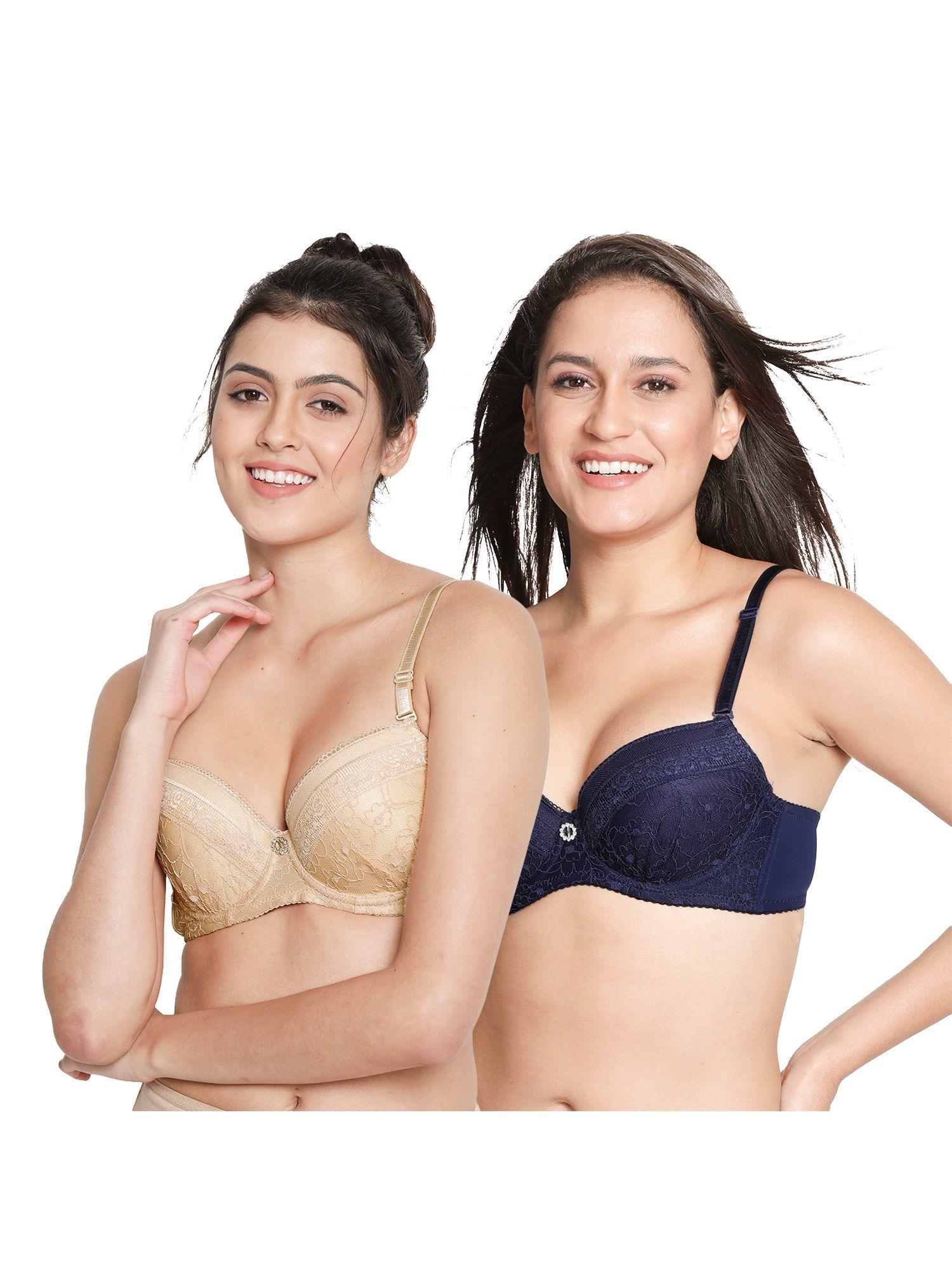 susie demi-coverage underwired full lace balconette padded bra -multi-color (pack of 2)