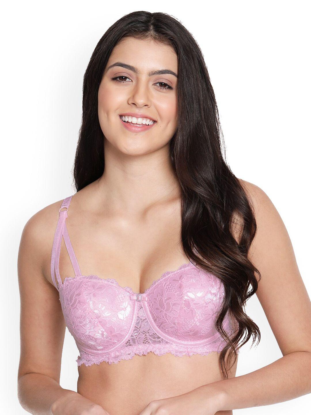 susie pink floral bra - underwired lightly padded