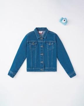 sustainable denim jacket with flap pockets