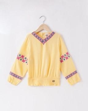 sustainable embroidered v-neck top