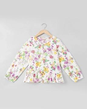 sustainable floral print front-open top