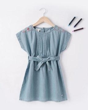 sustainable girls embroidered a-line dress