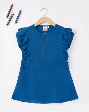 sustainable girls zipper a-line dress