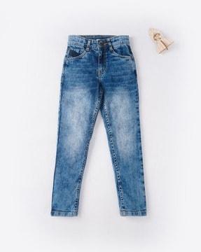 sustainable mid-wash straight fit jeans