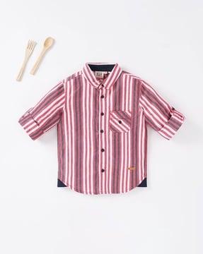 sustainable striped shirt with patch pocket