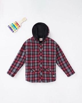 sustainable checked hooded jacket