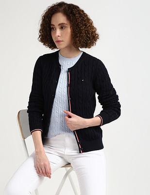 sustainable cotton cable cardigan