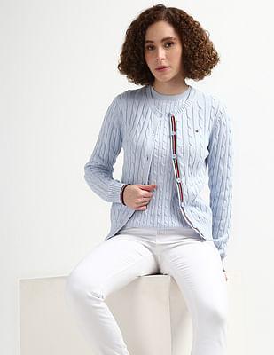 sustainable cotton cable cardigan