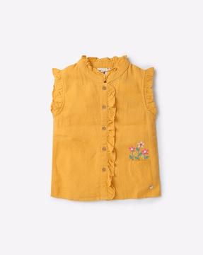 sustainable floral embroidered top