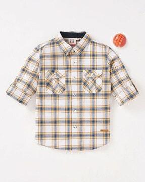 sustainable full sleeves checkered shirt