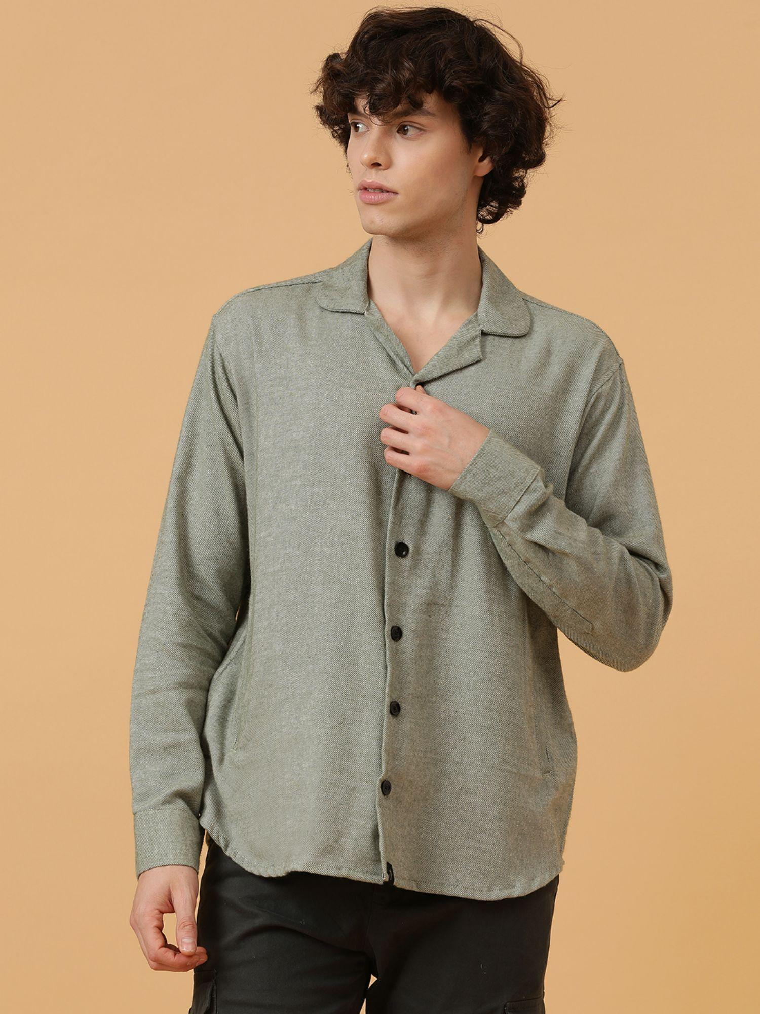 sustainable green heavy flannel baggy fit shirt