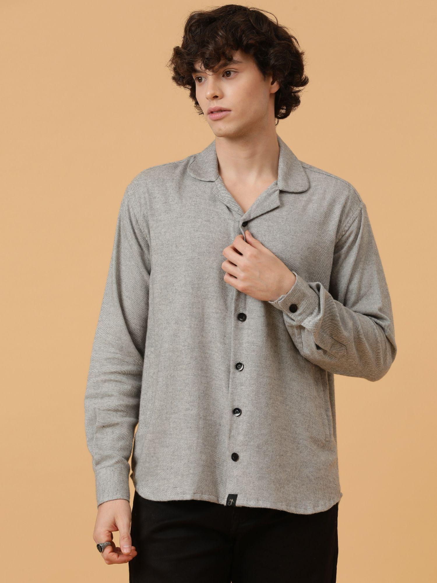 sustainable grey heavy flannel baggy fit shirt