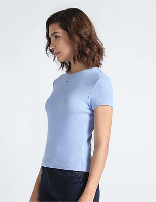 sustainable rib knit solid t-shirt