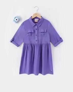 sustainable shirt dress with flap pockets