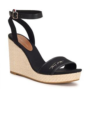 sustainable signature wedge sandals