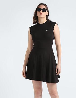 sustainable solid fit and flare dress