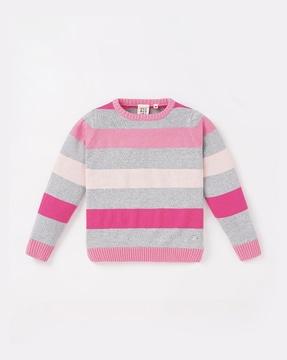 sustainable striped crew-neck sweater