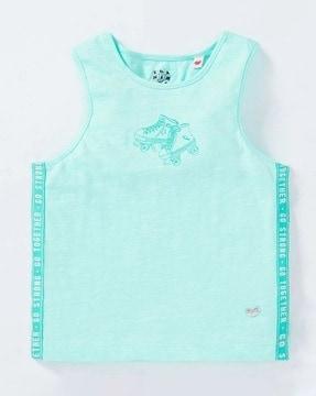sustainable tank top with printed side tape