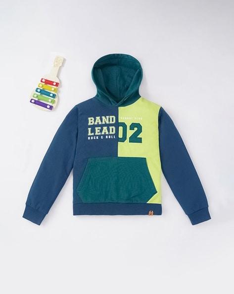 sustainable typographic print hoodie with kangaroo pocket