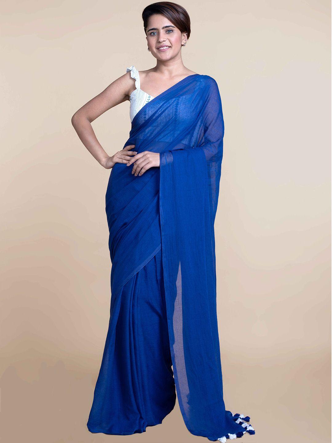 suta blue pure mul cotton saree