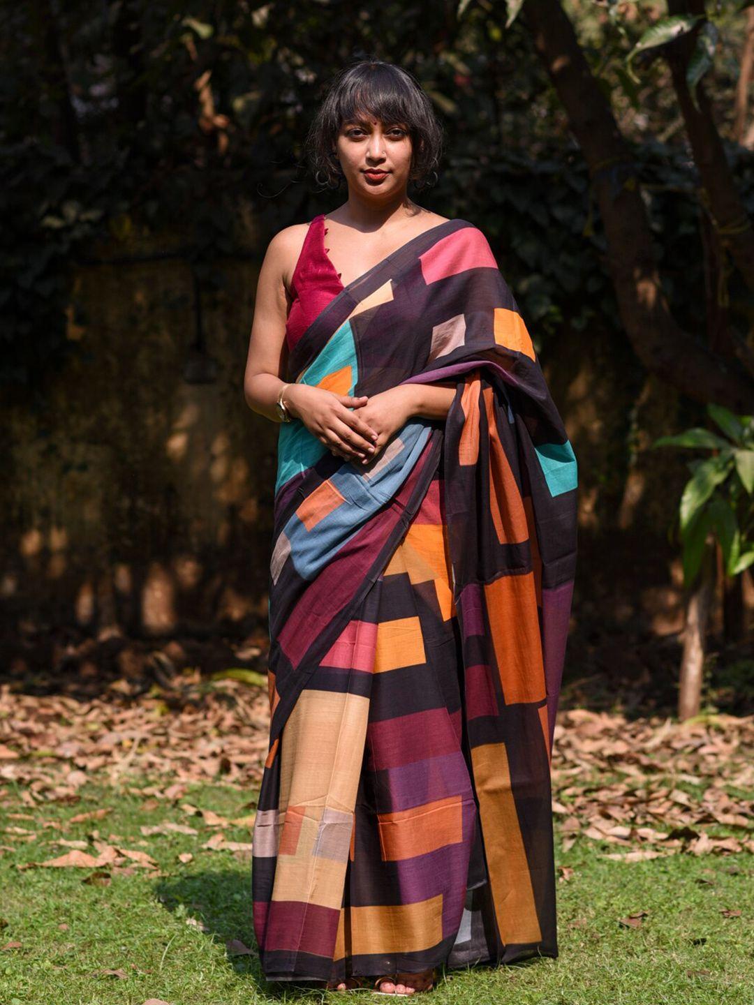 suta colourblocked pure cotton saree