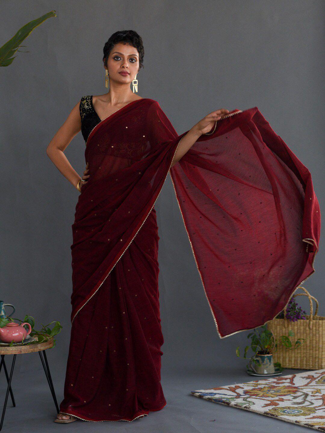 suta embellished gotta patti pure cotton saree