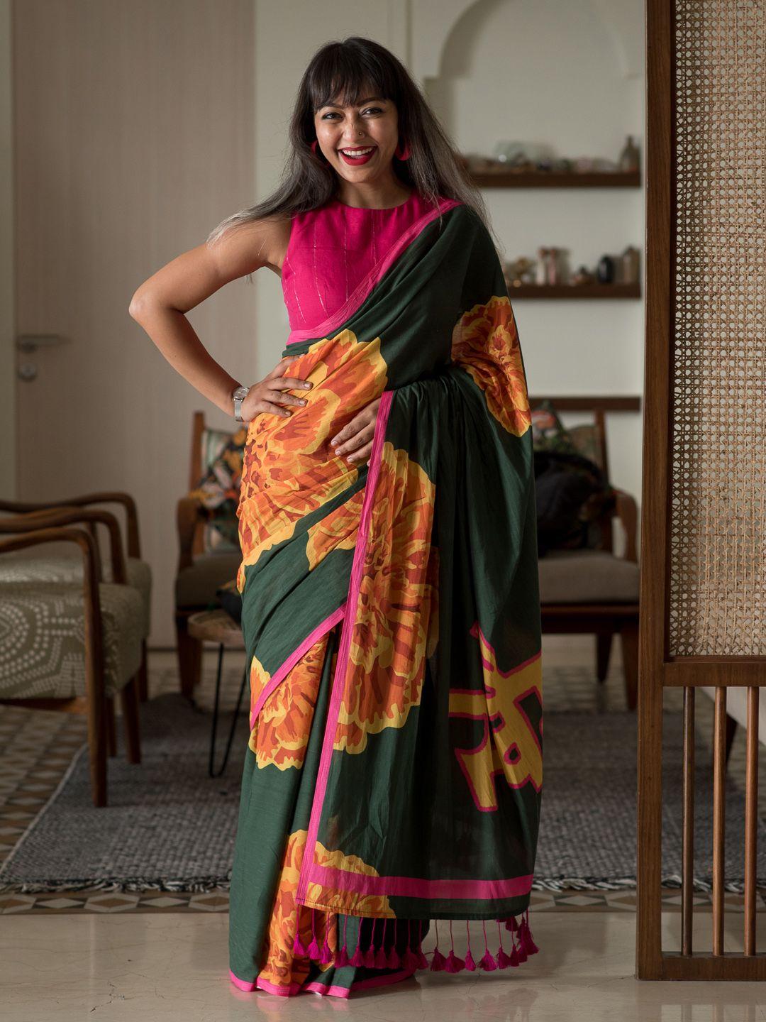 suta floral print pure cotton saree