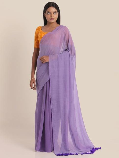 suta lavender cotton saree without blouse