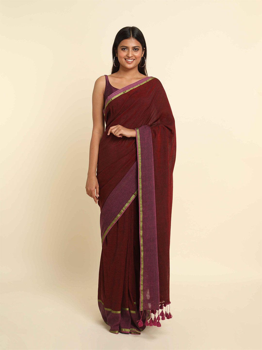 suta maroon saree