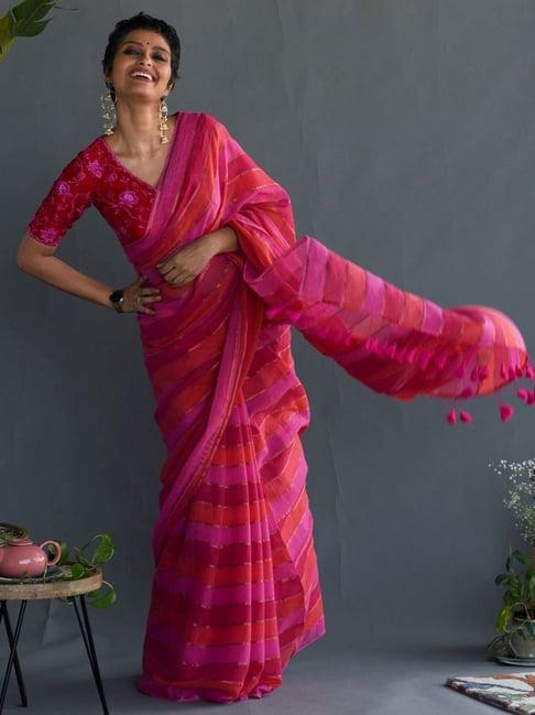 suta multicolored cotton striped saree without blouse