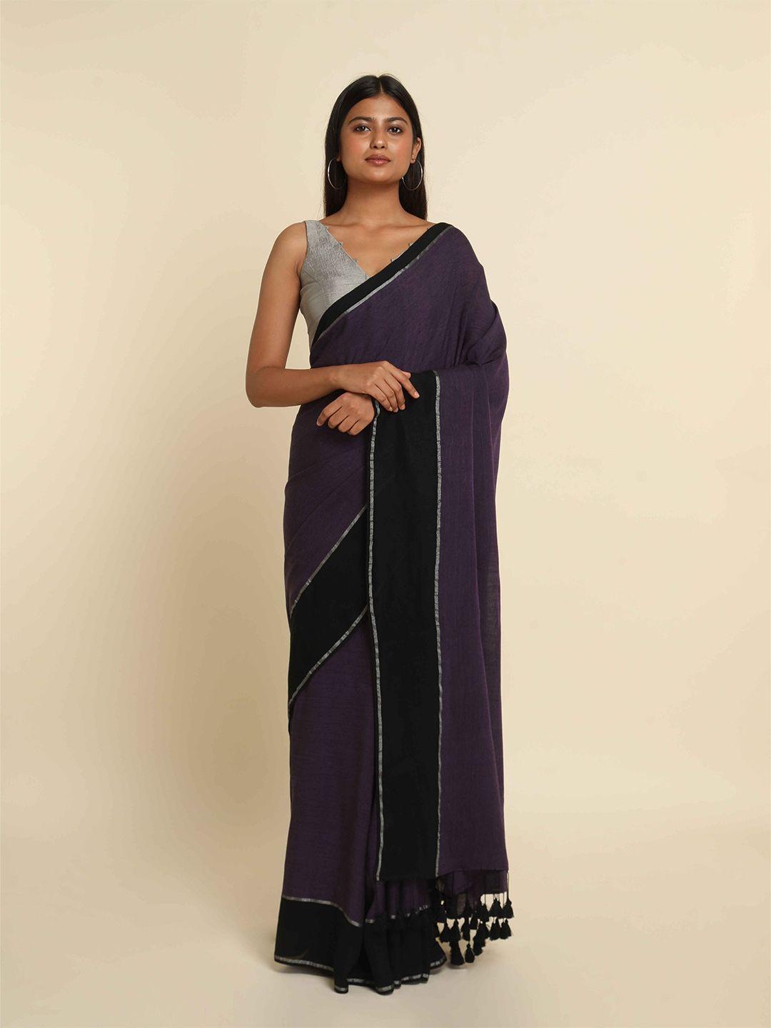 suta purple & black saree