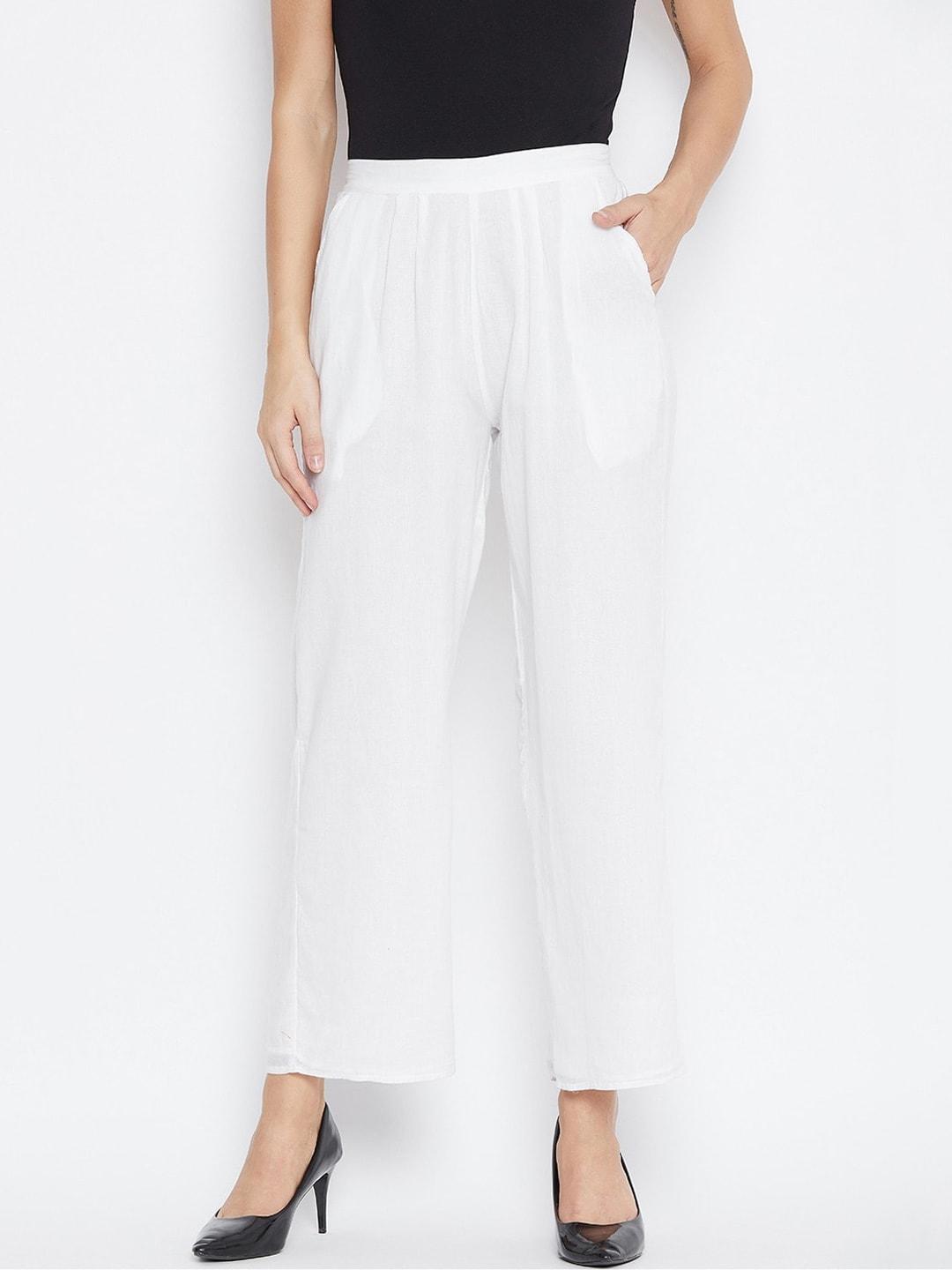 suti women white relaxed loose fit trousers