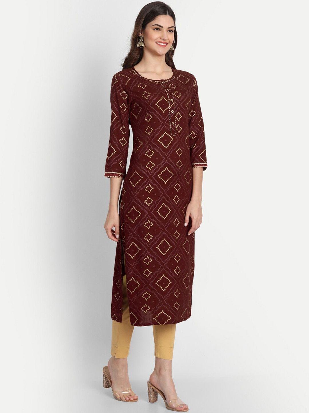 suti bandhani printed gotta patti straight kurta