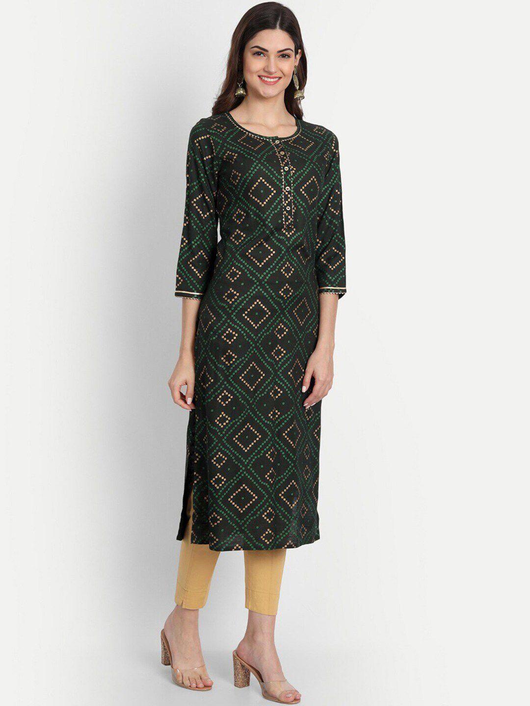 suti bandhani printed gotta patti straight kurta