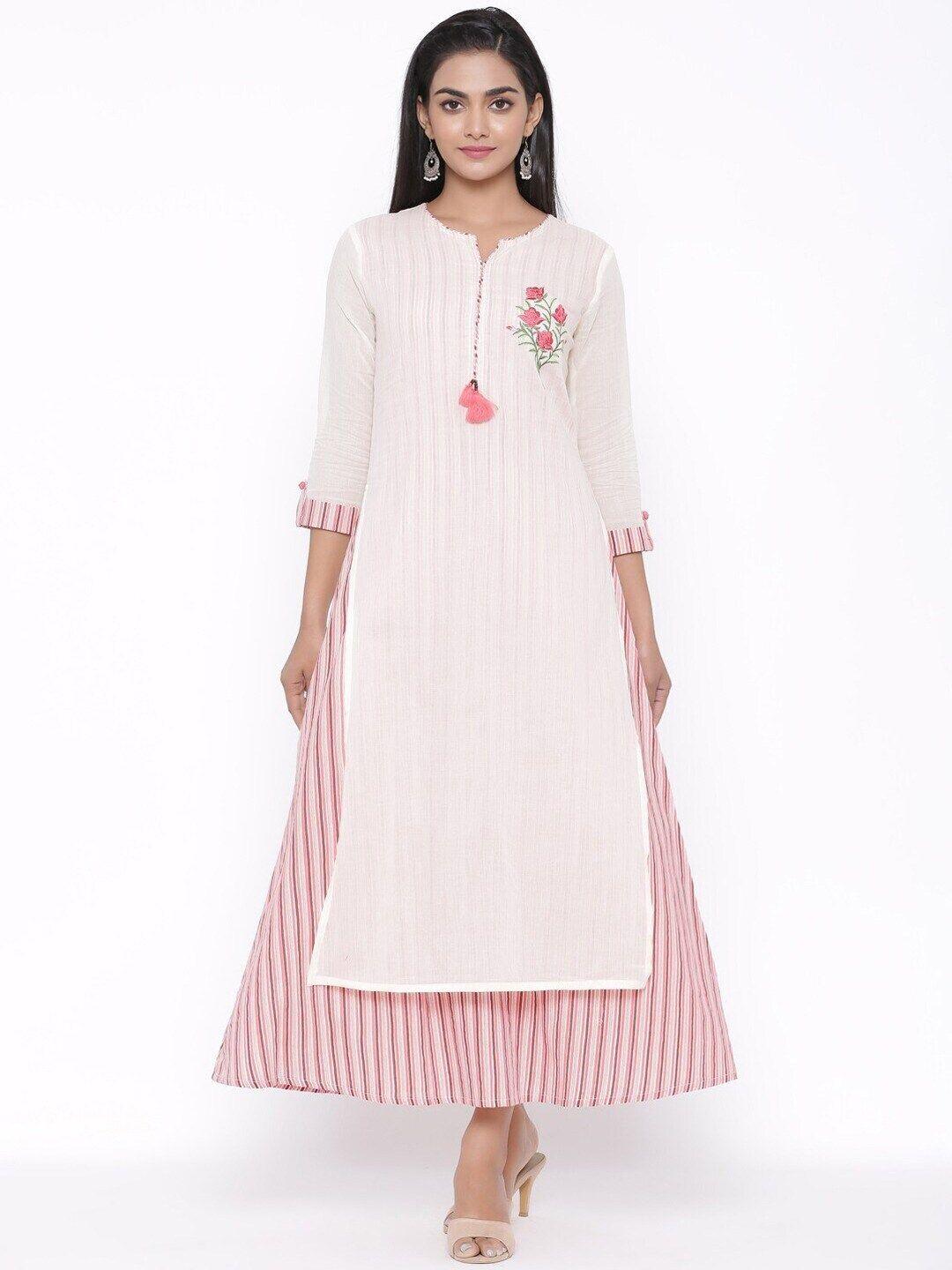 suti cream-coloured striped maxi dress