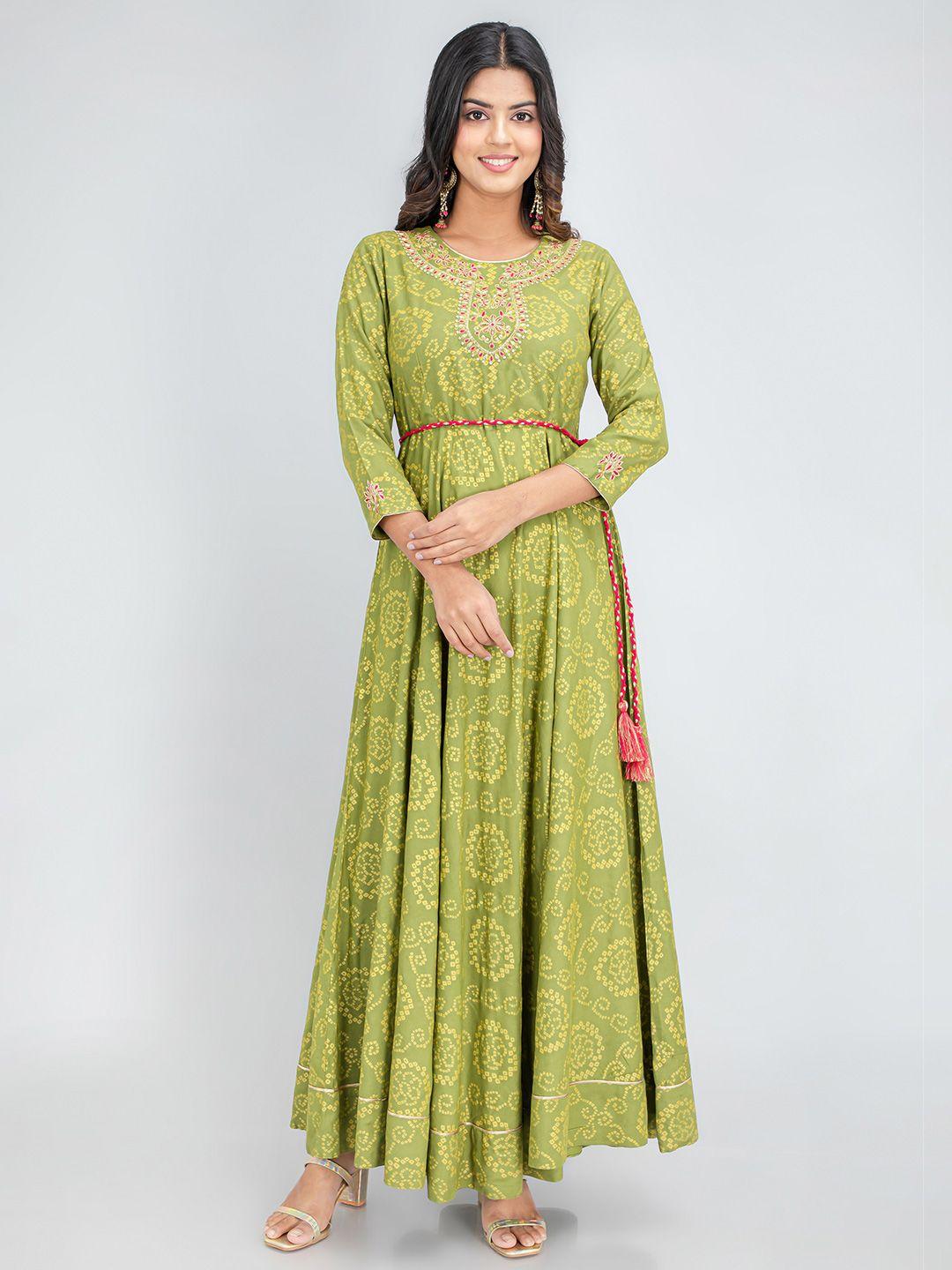 suti embroidered round neck a-line maxi ethnic dress