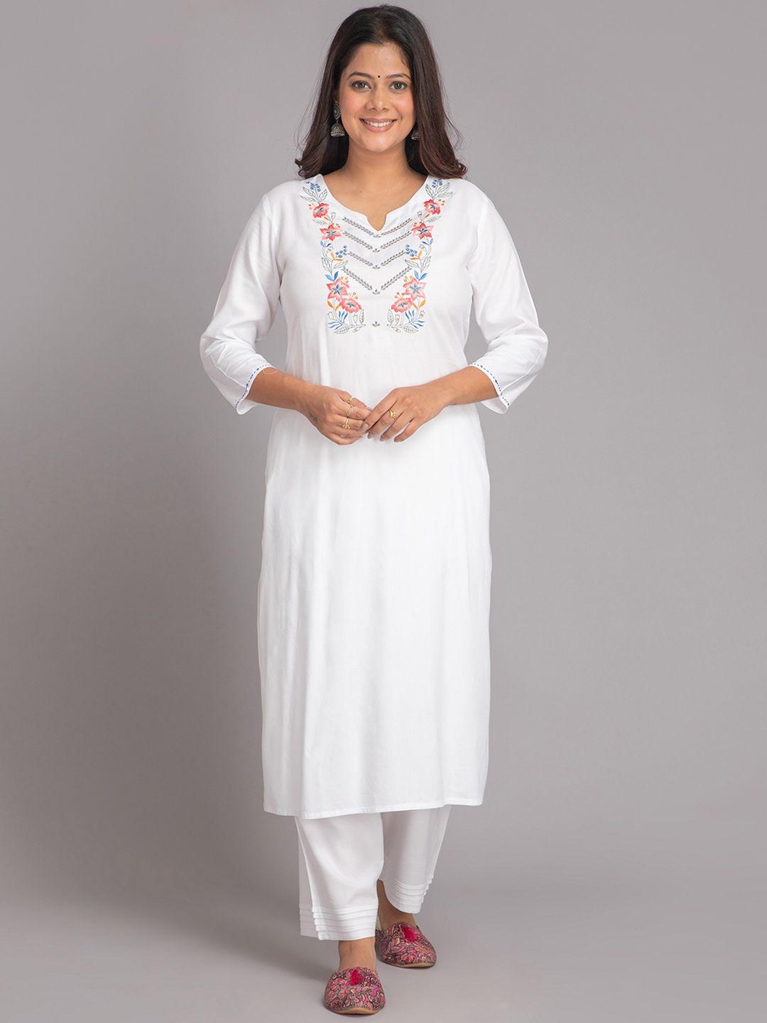 suti ethnic motif yoke design regular thread work kurta with trousers