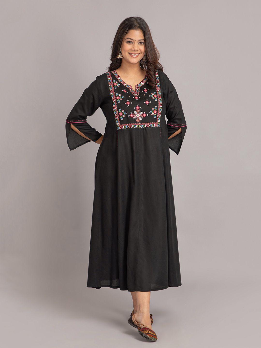 suti ethnic motifs embroidered a-line midi dress