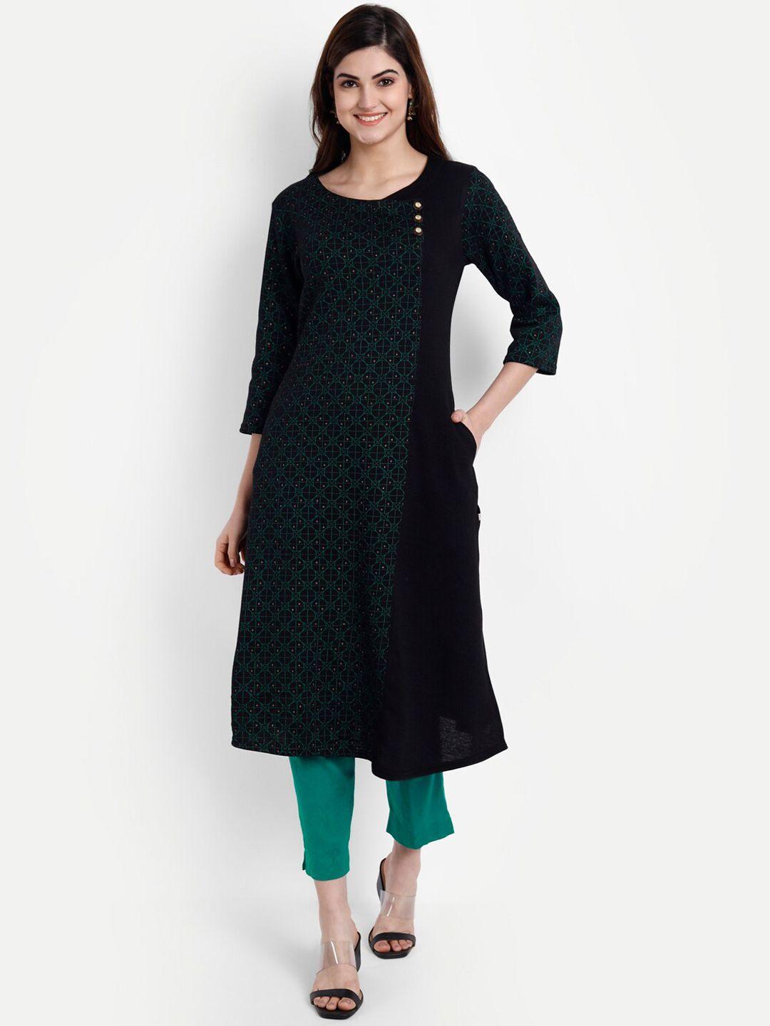 suti ethnic motifs printed round neck kurta