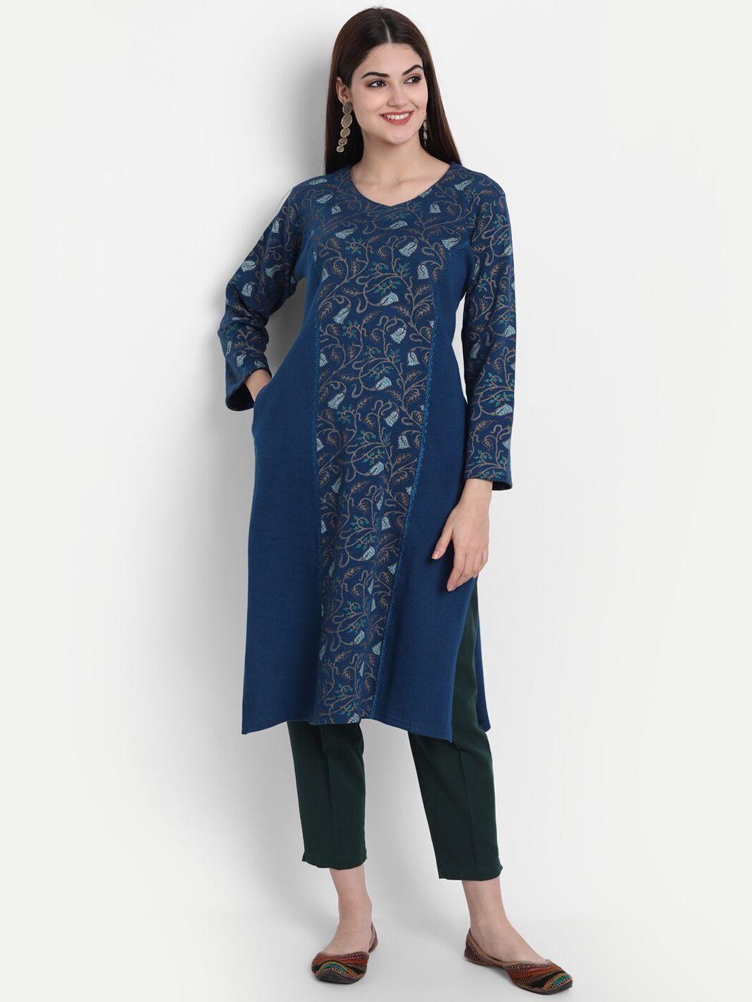 suti ethnic motifs printed v-neck a-line kurta