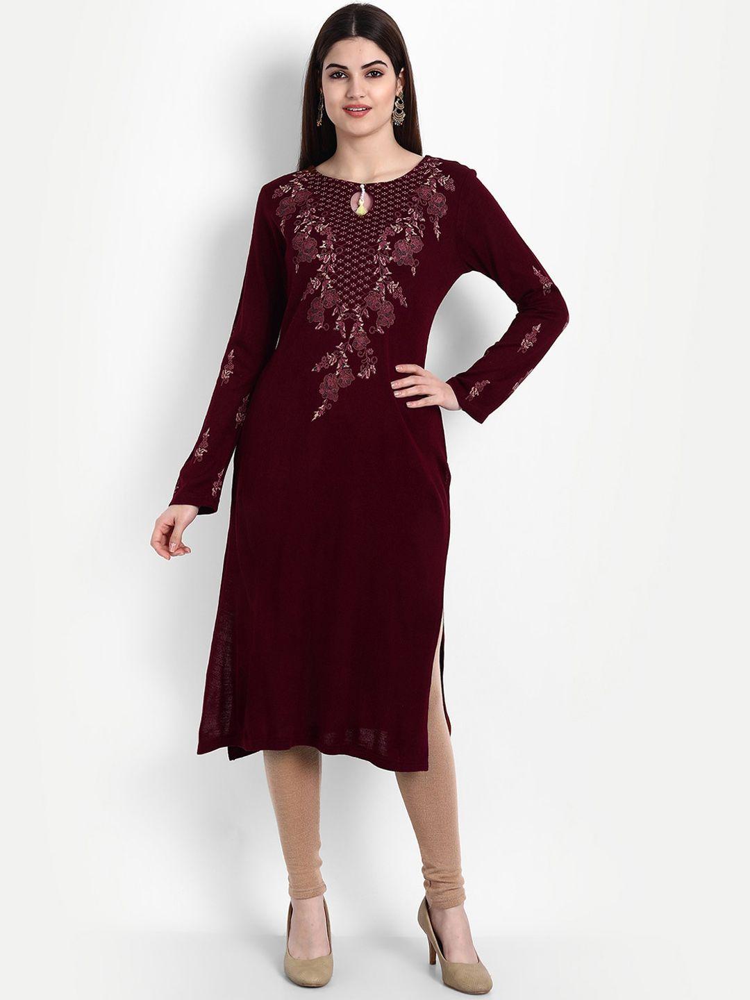 suti ethnic motifs yoke design woollen kurta